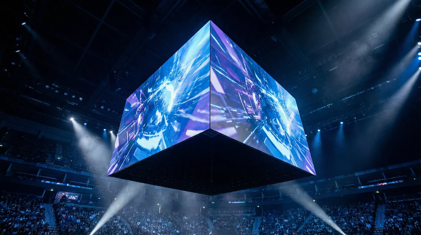 R5 Series - Suspended cube LED display with 360 degree viewing for esports arenas and large-scale events