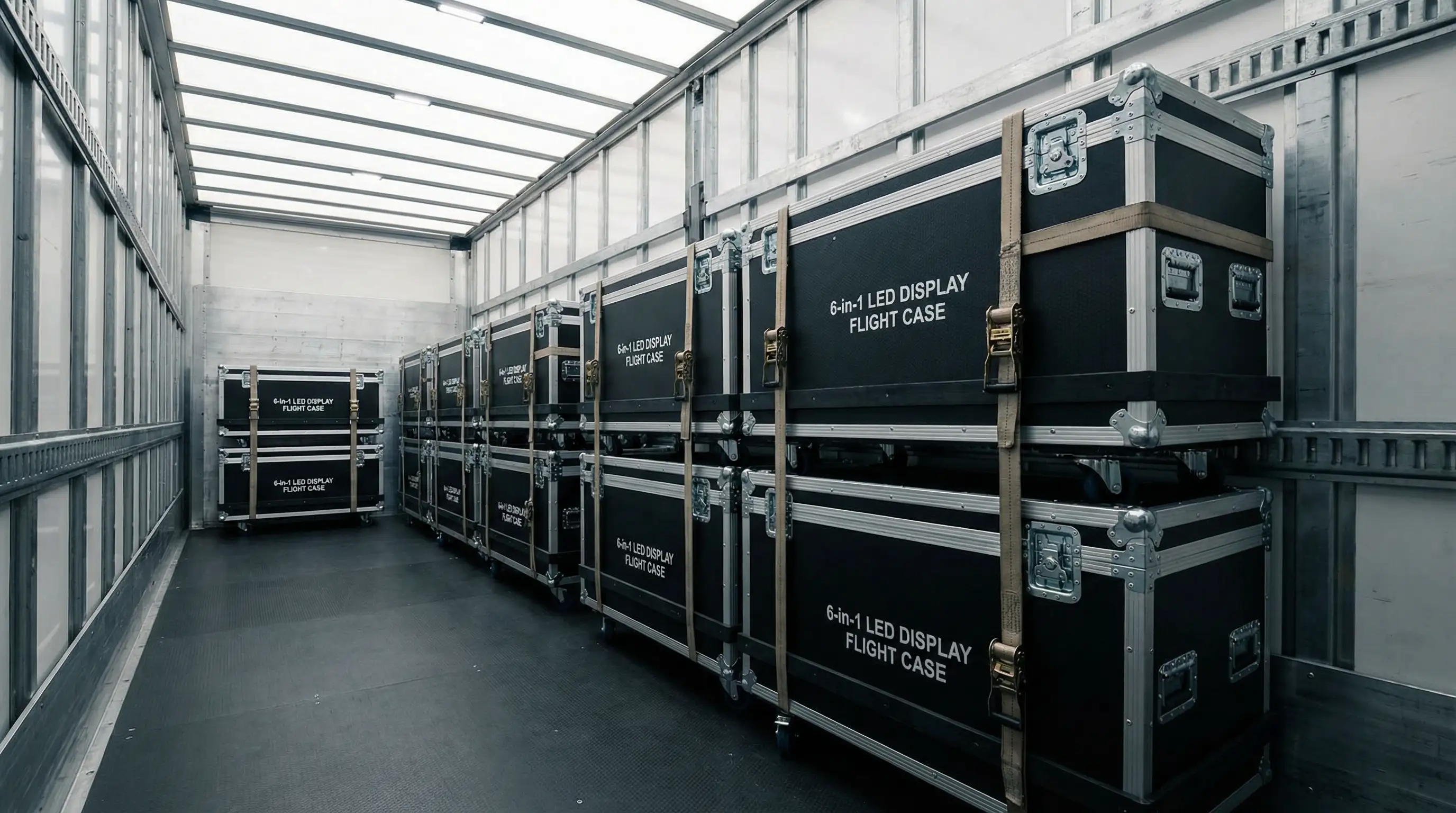 R5 Series - Thinner panels with 6-in-1 flight case for space saving and reduced transport cost