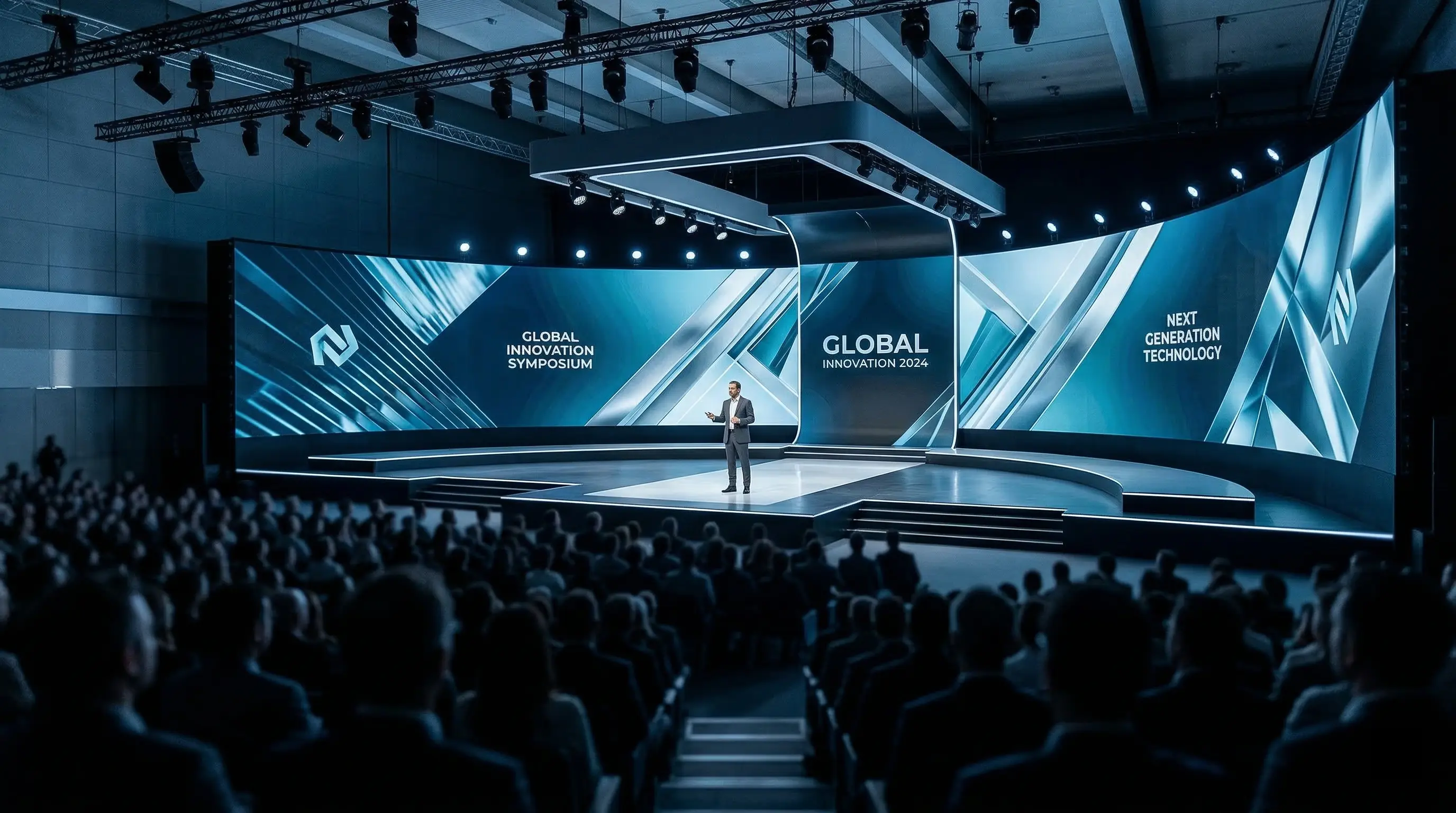 R5 Plus Series - Curved stage LED installation naturally integrating into modern stage environments